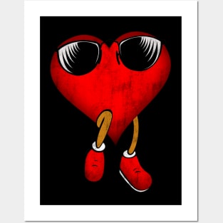 Heart Sunglasses Funny Retro Vintage Valentines Day Posters and Art